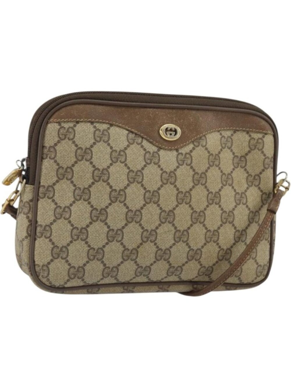 GUCCI GG Supreme Shoulder Bag PVC Beige Gold 56 02 068